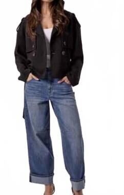 NEW BLUE REVIVAL charli cropped trench coat in black
